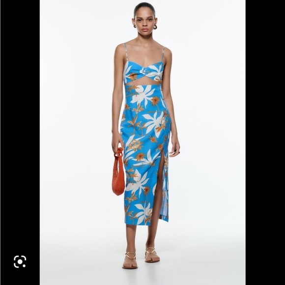 Cut out printed linen zara dress - Picture 1 of 6